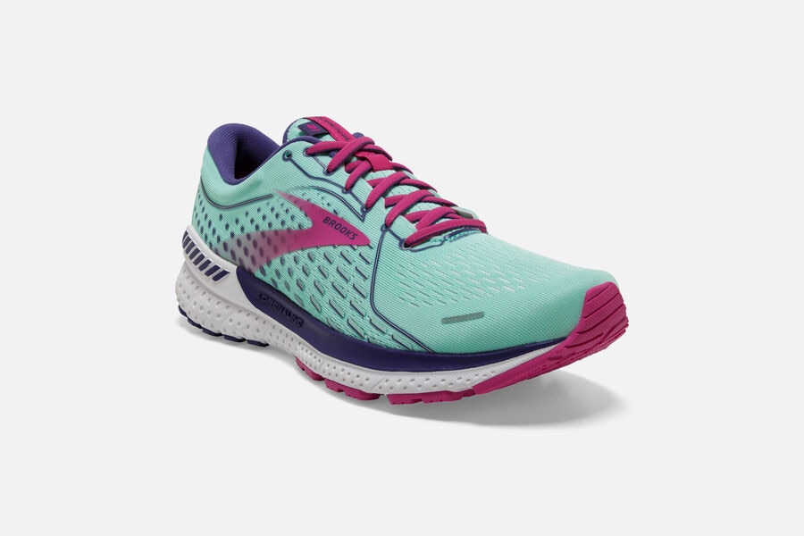 Brooks Running Shoes - Adrenaline GTS 21 Road Womens - Turquoise/Pink - HQZ-286701